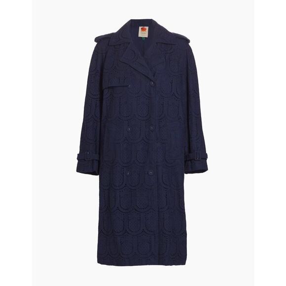 FARM Rio Blue Eyelet Coat - Picture 3 of 9